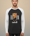 Unisex Raglan T-Shirt: Born Champion Bear (Black/White)