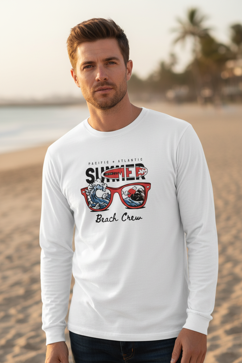 Men’s Full Sleeve T-Shirt (Surf Beach Crew Edition)