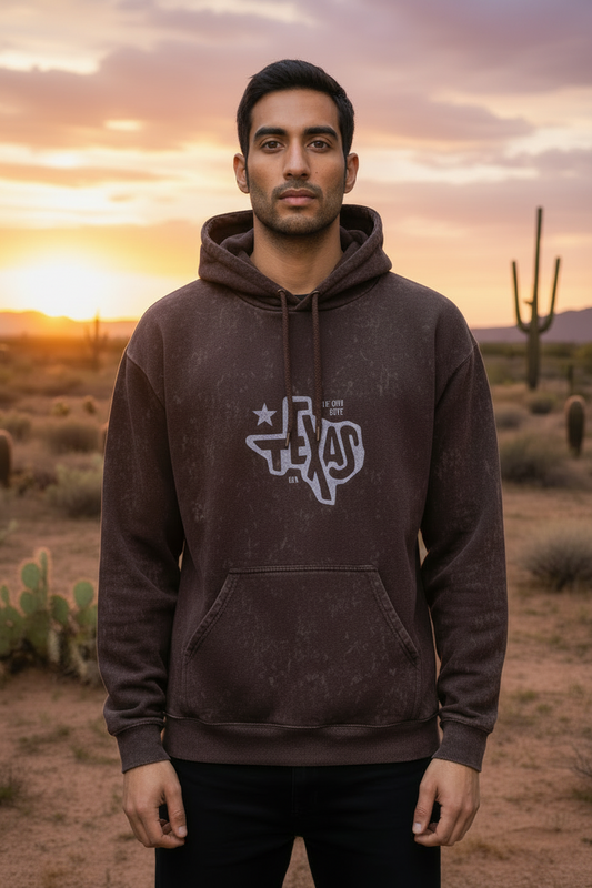 Acid Washed Hoodie: Texas State Outline