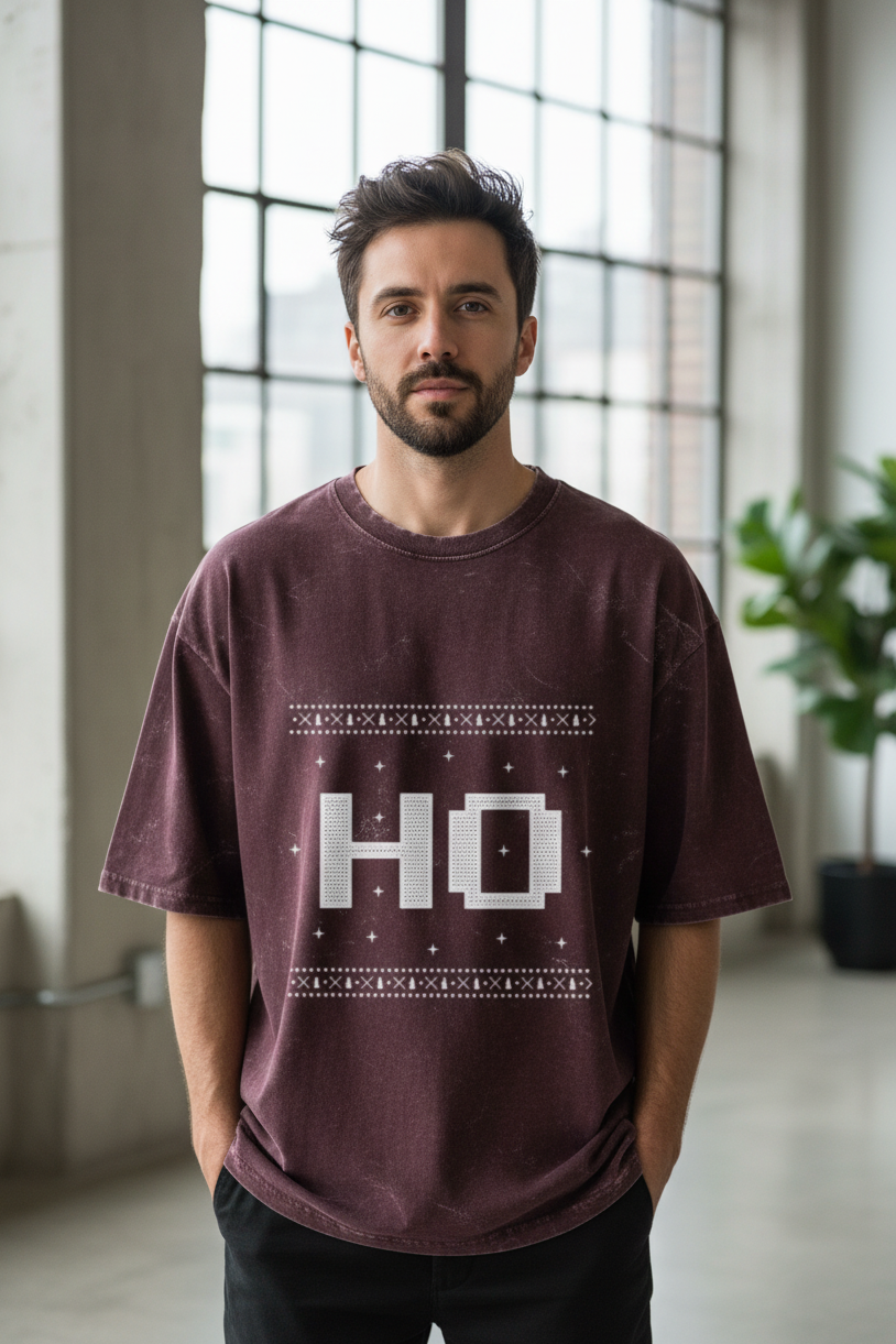 Acid Washed Oversized Tee: "Ho"