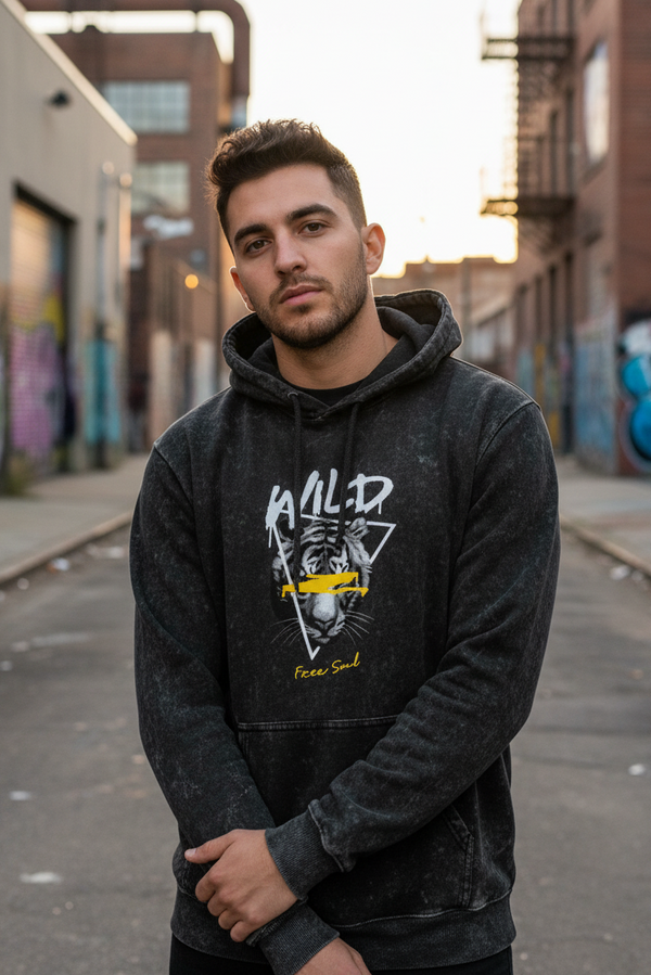 Acid-washed graphic Oversized Hoodie
