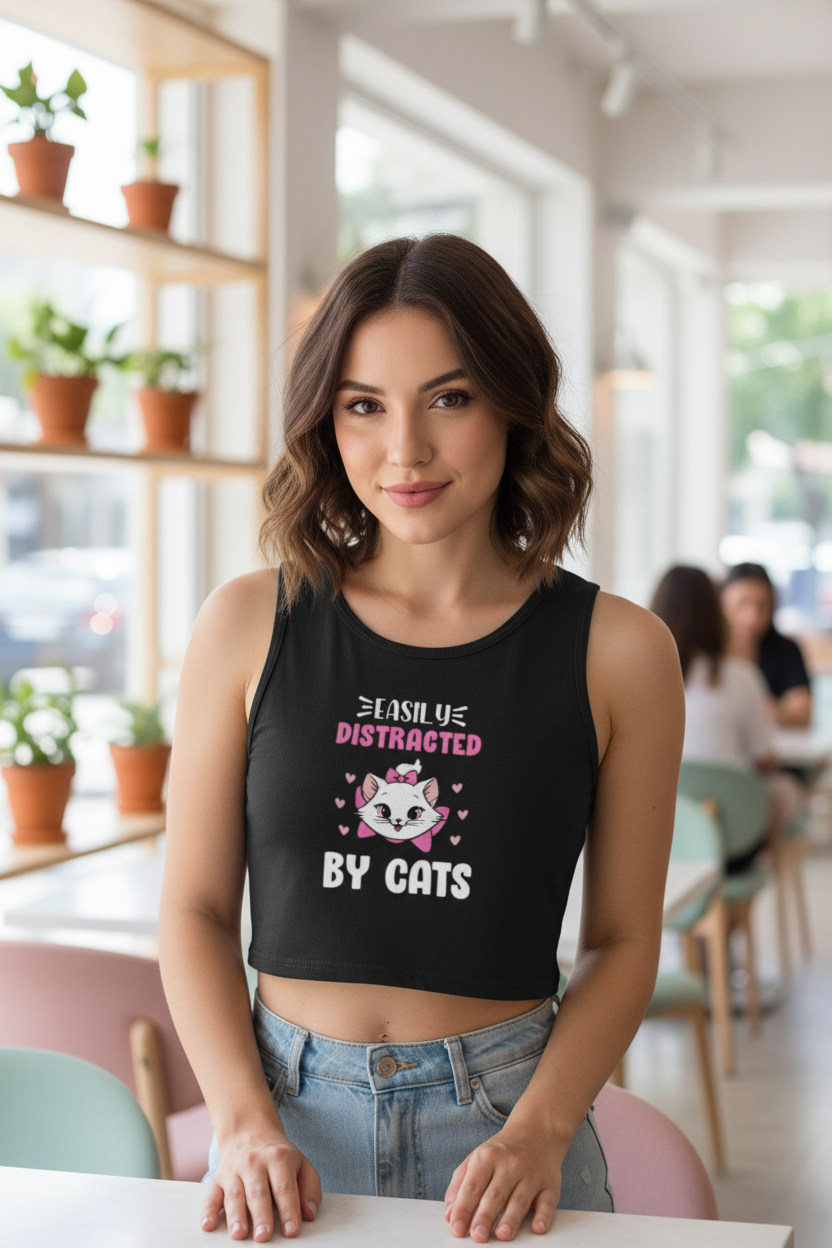 Crop Tank: Easily Distracted by Cats