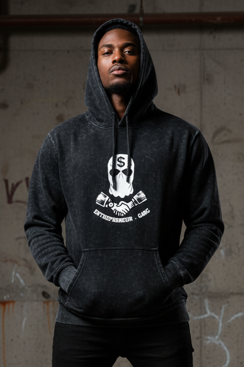 Unisex Acid Wash “Tiger Duo” Hoodie Front & Back: DrapeTales
