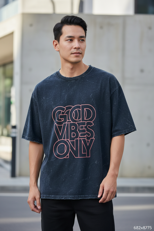Unisex Acid Washed Oversized Tee: God Vibes Only
