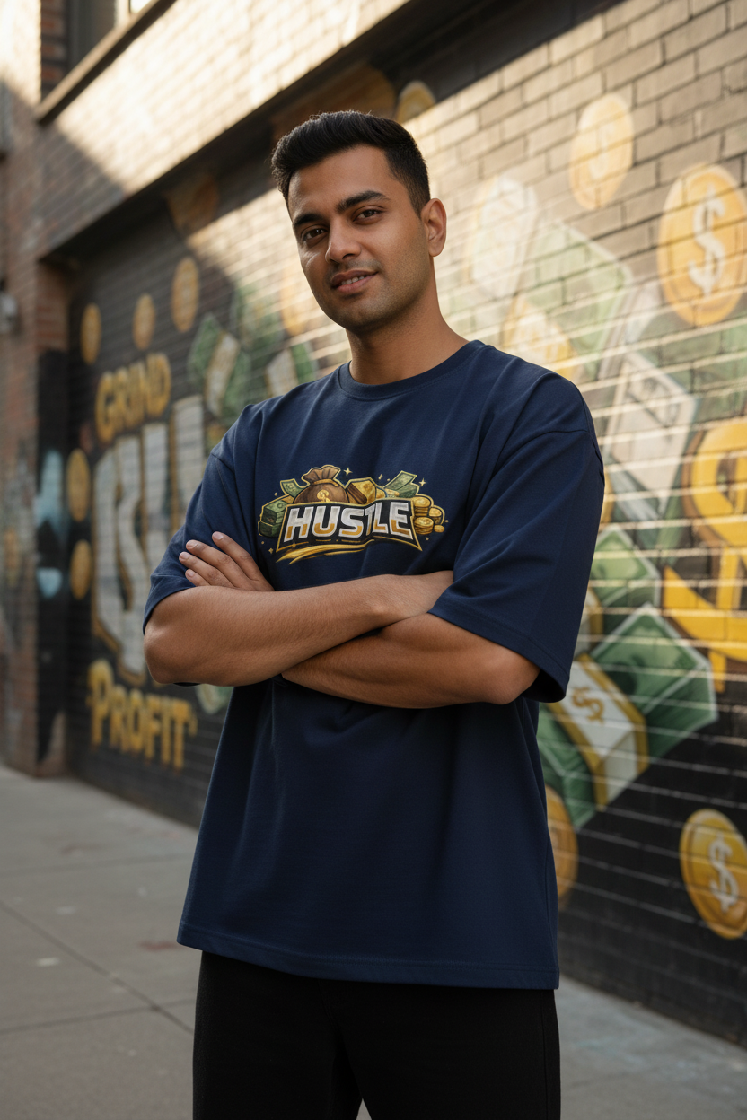 HUSTLE Graphic — Unisex Oversized Tee