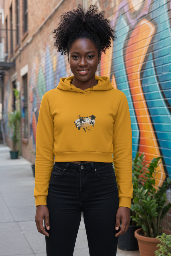 Minimal summer text Cropped Hoodie
