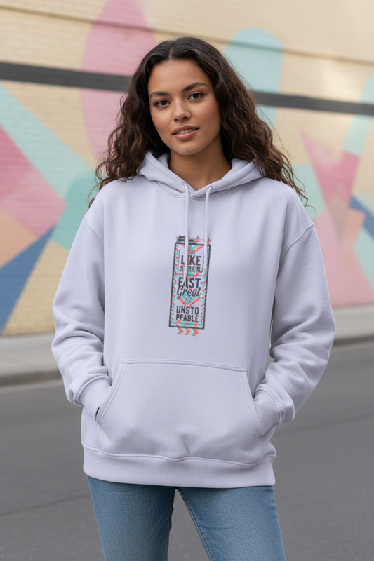 Unisex Oversized “Unstoppable Train” Hoodie: DrapeTales