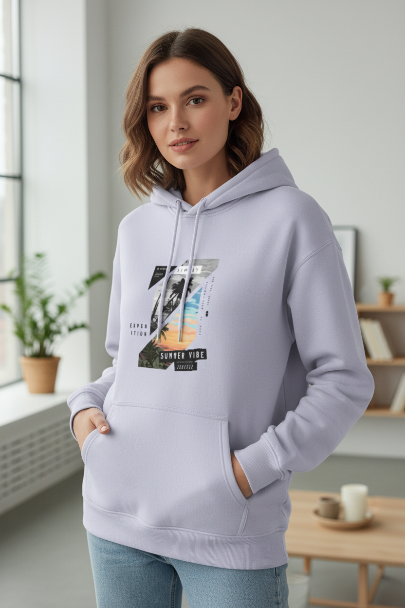 Unisex Oversized Hoodie: Summer Vibe Forever (Black)