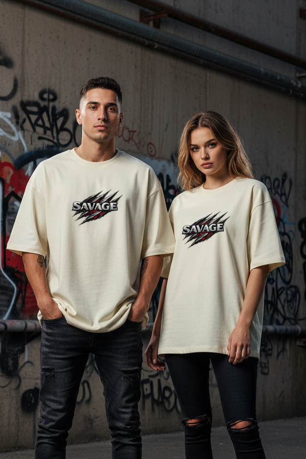 “SAVAGE” Unisex Oversized Tee Drape Tales