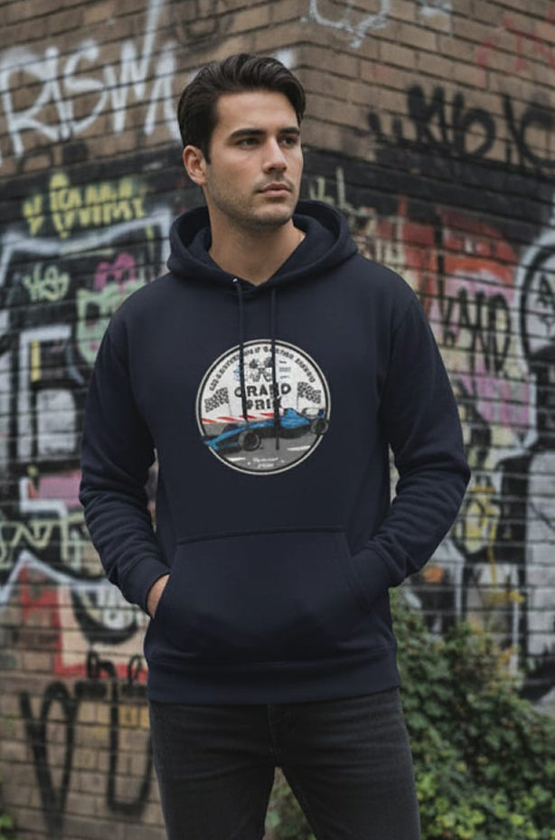 Unisex Oversized Hoodie: Grand Prix Badge